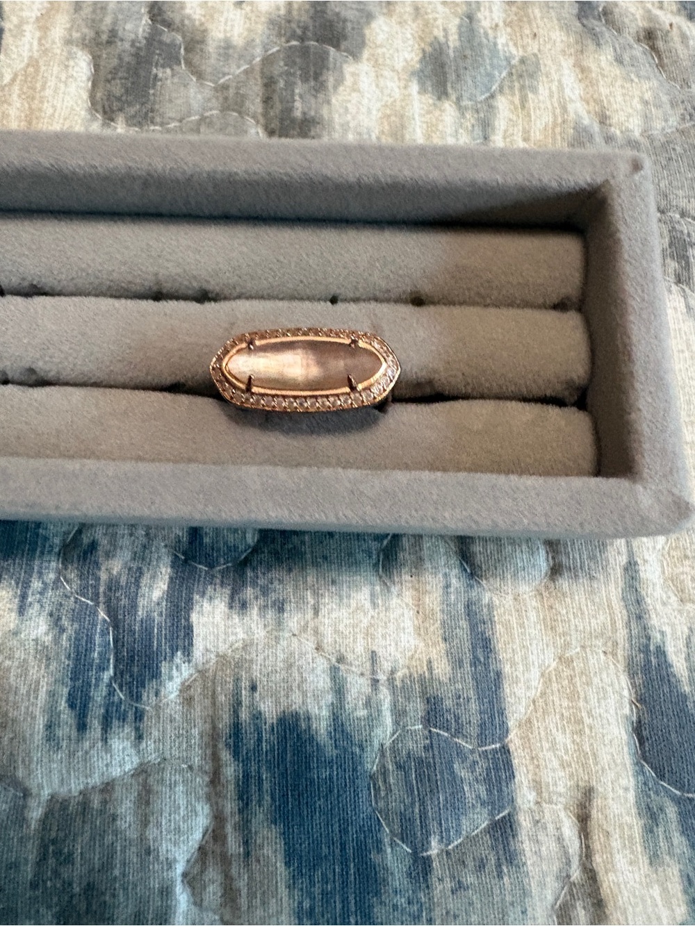 Kendra Scott Rose Gold Oval Statement Ring with Pave Halo